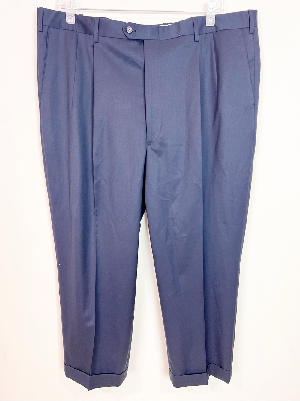 JB BRITCHES NAVY BLUE PLEATED MADE IN ITALY CUFFED DRESS SLACKS PANTS SZ 42R